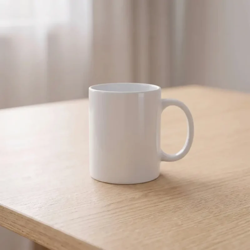 Taza de cerámica blanca lista para personalizar con imágenes