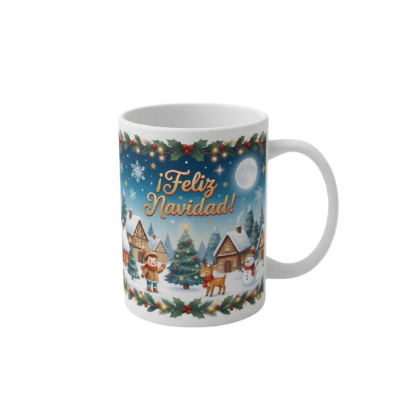 Taza de papa noel y felices fiestas