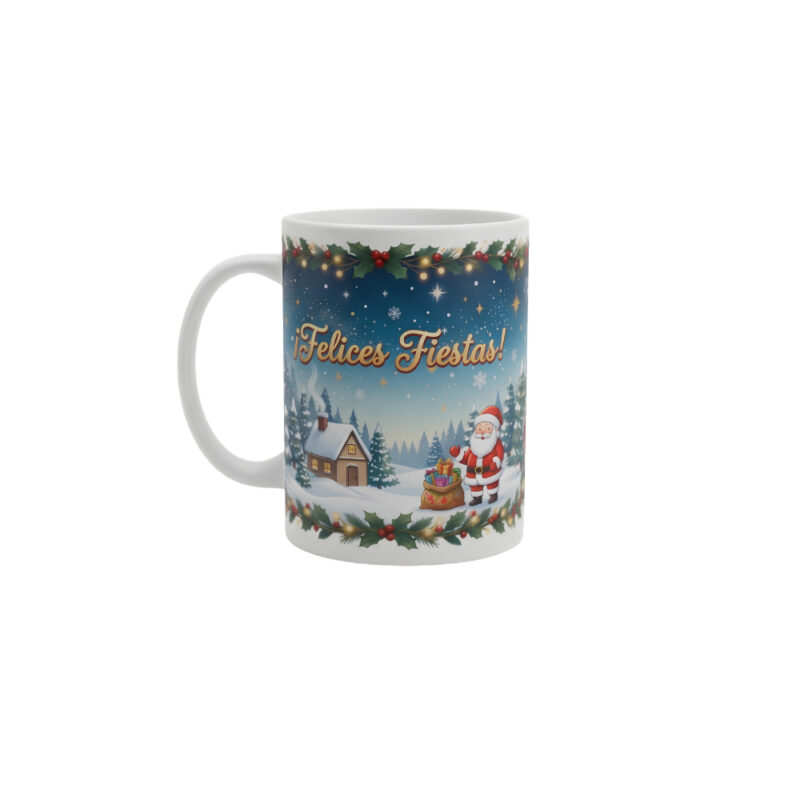 Taza con felices fiestas
