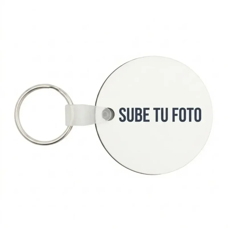 Llavero redondo a doble cara con instrucciones para personalizar