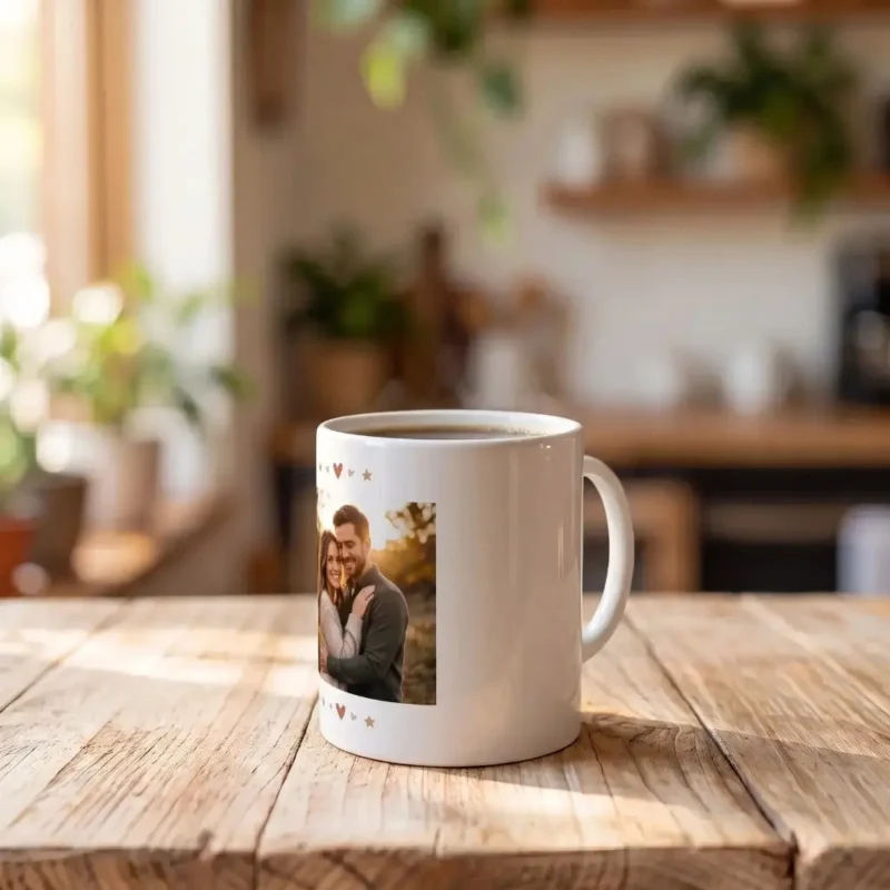Regalo original en taza blanca decorada