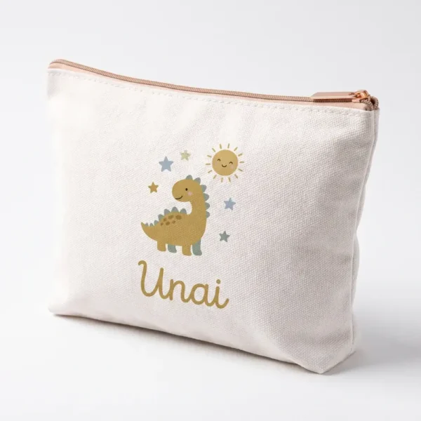 neceser infantil, producto personalizado con diseño de dinosaurio de ejemplo